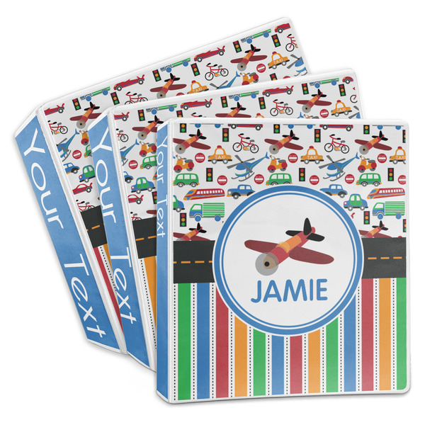 Custom Transportation & Stripes 3-Ring Binder (Personalized)