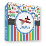 Transportation & Stripes 3 Ring Binder - Full Wrap - 3" (Personalized)