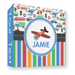 Transportation & Stripes 3 Ring Binder - Full Wrap - 3" (Personalized)