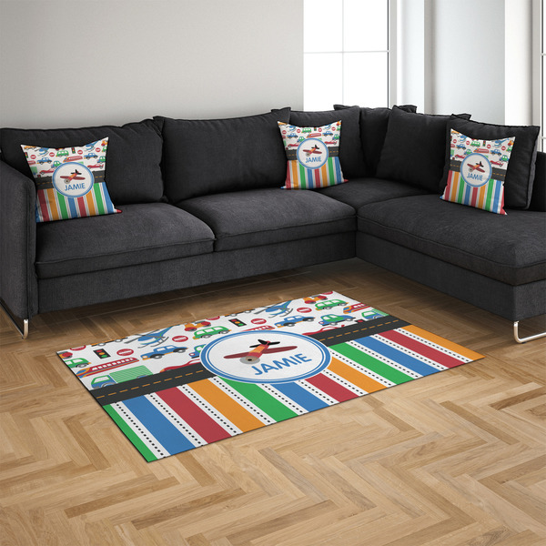 Transportation & Stripes 4'x6' Indoor Area Rugs - IN CONTEXT
