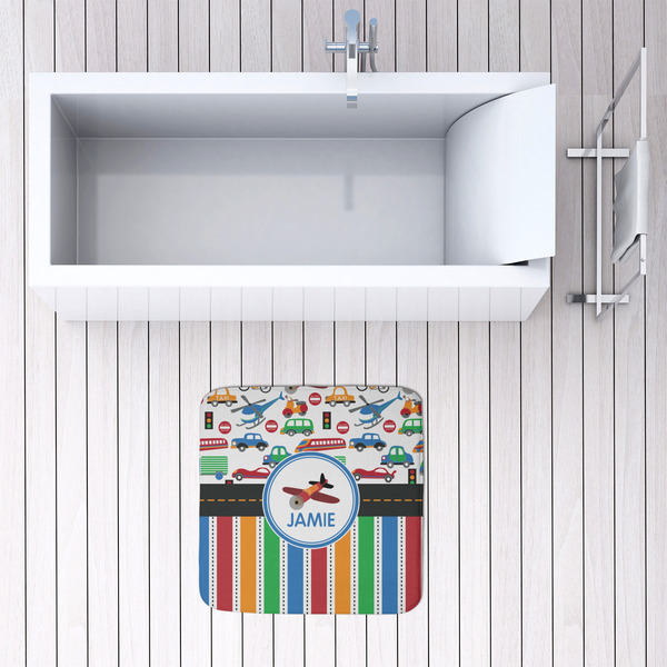 Transportation & Stripes 48x48 Foam Memory Mat - LIFESTYLE