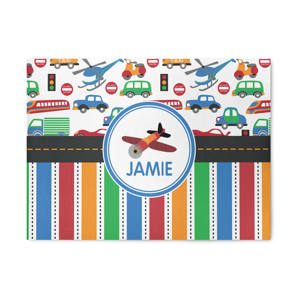 Custom Transportation & Stripes Area Rug (Personalized)