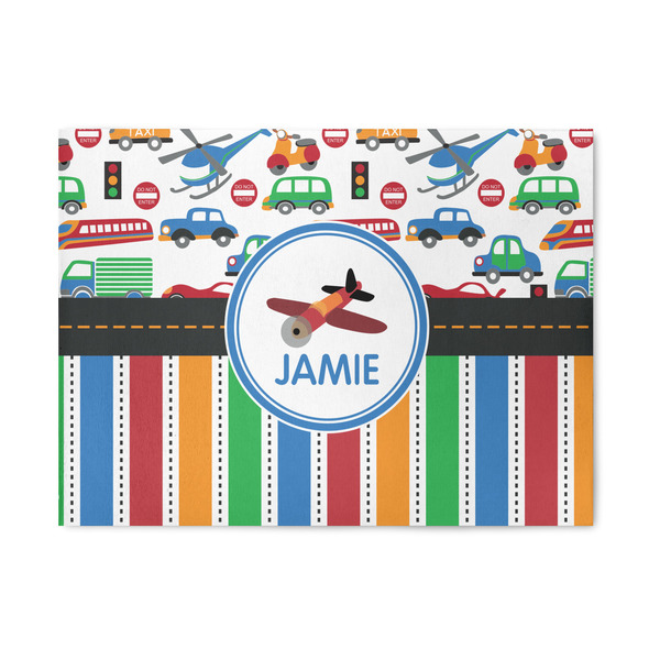 Custom Transportation & Stripes 5' x 7' Patio Rug (Personalized)