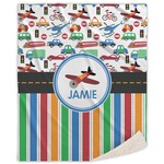 Transportation & Stripes Sherpa Throw Blanket (Personalized)
