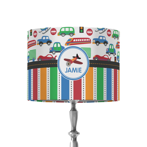 Custom Transportation & Stripes 8" Drum Lamp Shade - Fabric (Personalized)