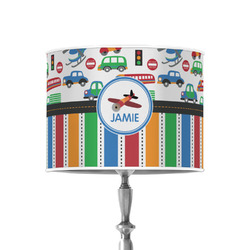 Transportation & Stripes 8" Drum Lamp Shade - Poly-film (Personalized)