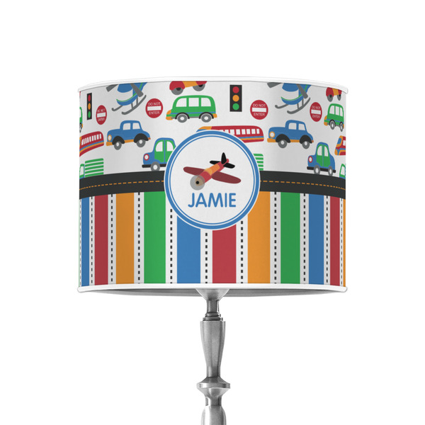 Custom Transportation & Stripes 8" Drum Lamp Shade - Poly-film (Personalized)