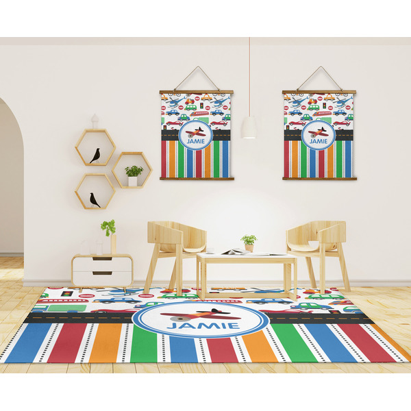 Transportation & Stripes 8'x10' Indoor Area Rugs - IN CONTEXT