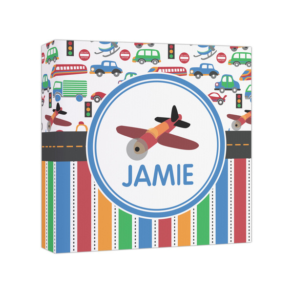 Custom Transportation & Stripes Canvas Print - 8x8 (Personalized)