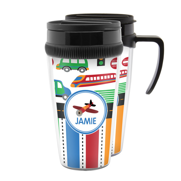 Custom Transportation & Stripes Acrylic Travel Mug (Personalized)
