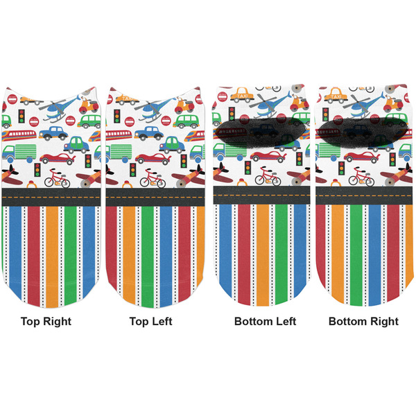 Transportation & Stripes Adult Ankle Socks - Double Pair - Front and Back - Apvl