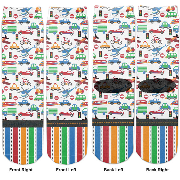 Transportation & Stripes Adult Crew Socks - Double Pair - Front and Back - Apvl