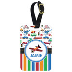 Transportation & Stripes Metal Luggage Tag w/ Name or Text
