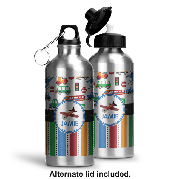 Transportation & Stripes Aluminum Water Bottle - Alternate lid options