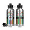Transportation & Stripes Aluminum Water Bottle - Front and Back