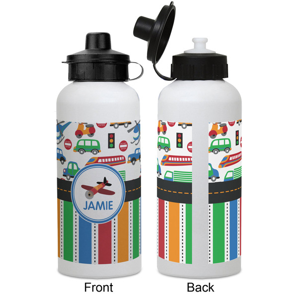 Transportation & Stripes Aluminum Water Bottle - White APPROVAL