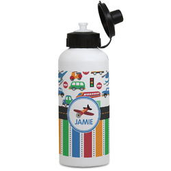 Transportation & Stripes Water Bottles - Aluminum - 20 oz - White (Personalized)