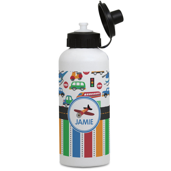 Custom Transportation & Stripes Water Bottles - Aluminum - 20 oz - White (Personalized)