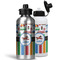 Transportation & Stripes Aluminum Water Bottles - MAIN (white &silver)