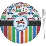 Transportation & Stripes Glass Appetizer / Dessert Plate 8" (Personalized)