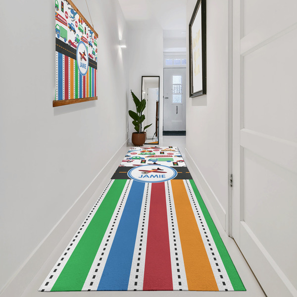 Transportation & Stripes Area Rug Sizes - In Context (vertical)