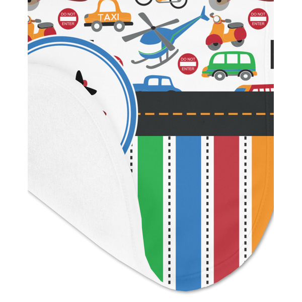 Transportation & Stripes Baby Bib - AFT detail