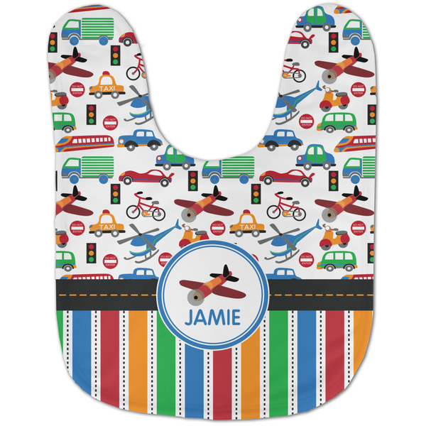 Transportation & Stripes Baby Bib - AFT flat