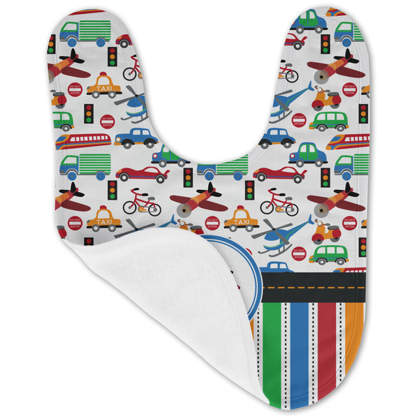 Transportation & Stripes Baby Bib - AFT folded