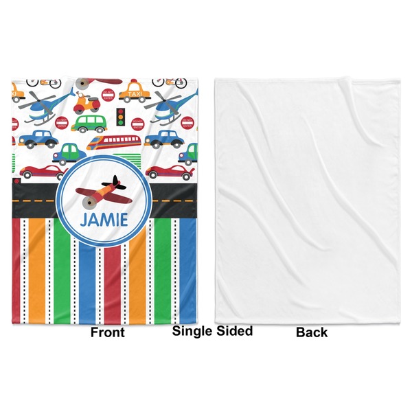Transportation & Stripes Baby Blanket (Single Side - Printed Front, White Back)