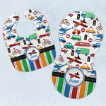 Transportation & Stripes Baby Bib & Burp Set w/ Name or Text