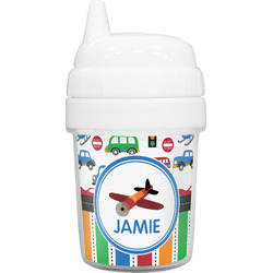 Transportation & Stripes Baby Sippy Cup (Personalized)