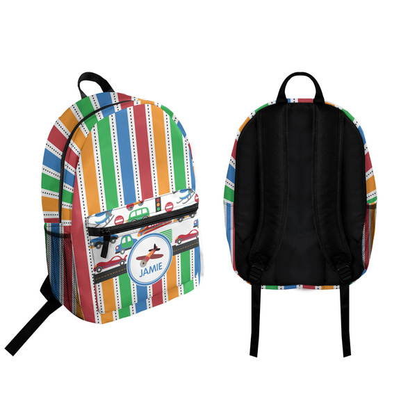 Transportation & Stripes Backpack front and back - Apvl