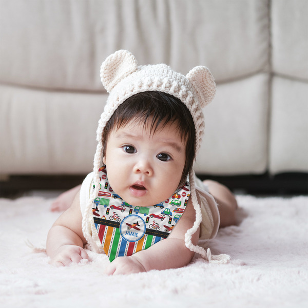 Transportation & Stripes Bandana Bib - (Lifestyle 2 girl)