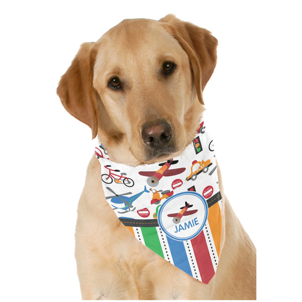 Custom Transportation & Stripes Dog Bandana Scarf w/ Name or Text