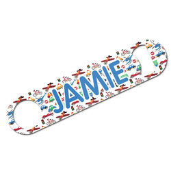 Transportation & Stripes Bar Bottle Opener w/ Name or Text