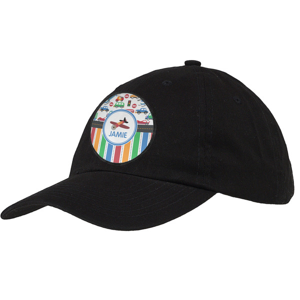 Custom Transportation & Stripes Baseball Cap - Black (Personalized)