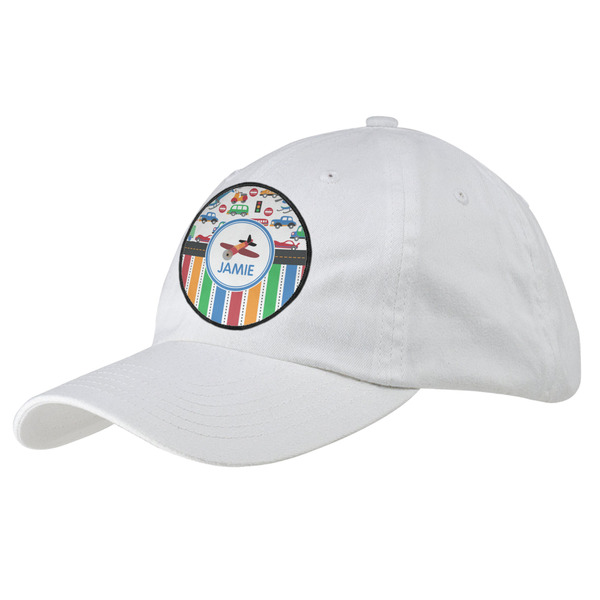 Custom Transportation & Stripes Baseball Cap - White (Personalized)