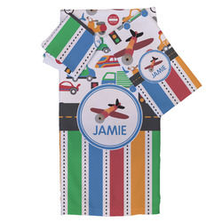 Transportation & Stripes Bath Towel Set - 3 Pcs (Personalized)