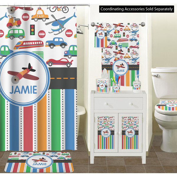 Transportation & Stripes Bathroom Scene