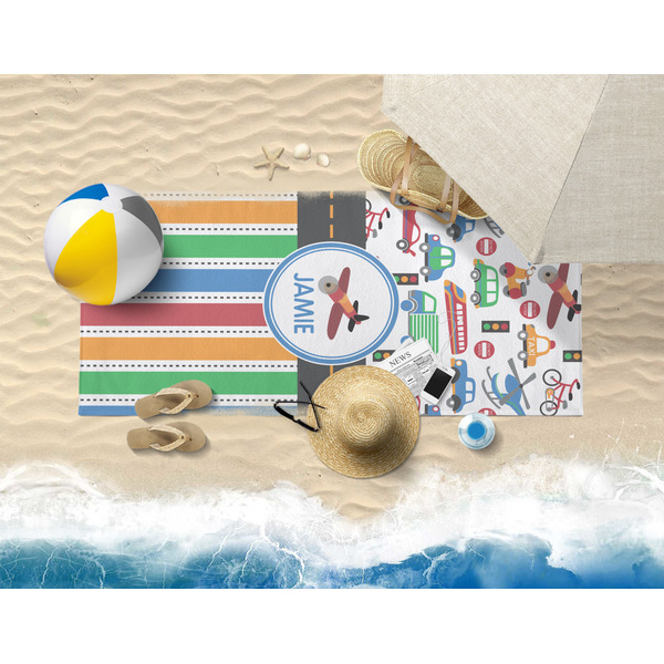 Transportation & Stripes Beach Towel Lifestyle