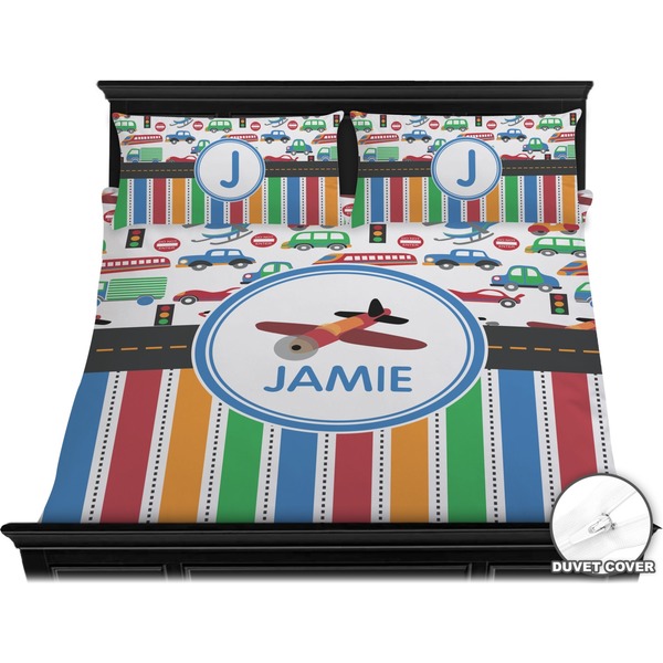 Transportation & Stripes Bedding Set (King) - Duvet