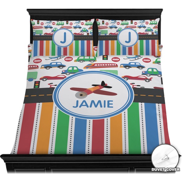 Transportation & Stripes Bedding Set (Queen) - Duvet