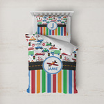 Transportation & Stripes Duvet Cover Set - Twin (Personalized)