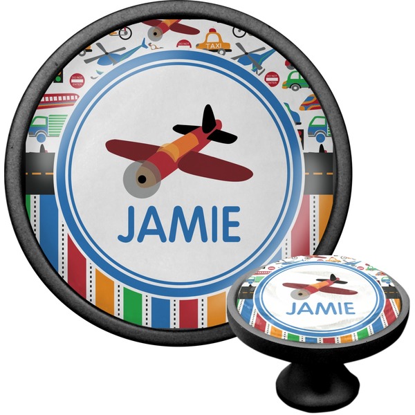 Custom Transportation & Stripes Cabinet Knob (Black) (Personalized)