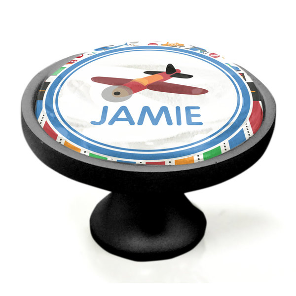 Transportation & Stripes Black Custom Cabinet Knob (Side)