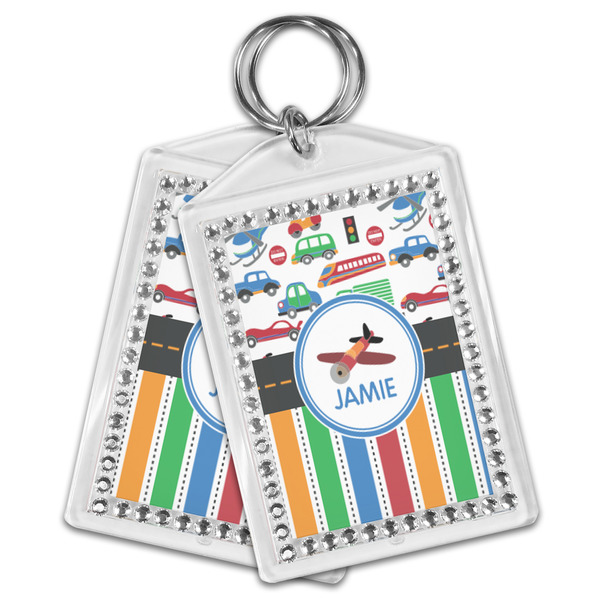 Transportation & Stripes Bling Keychain - MAIN