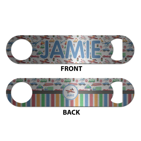 Transportation & Stripes Bottle Opener - Front & Back