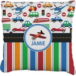 Transportation & Stripes Faux-Linen Throw Pillow 20" (Personalized)