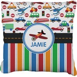Transportation & Stripes Faux-Linen Throw Pillow (Personalized)