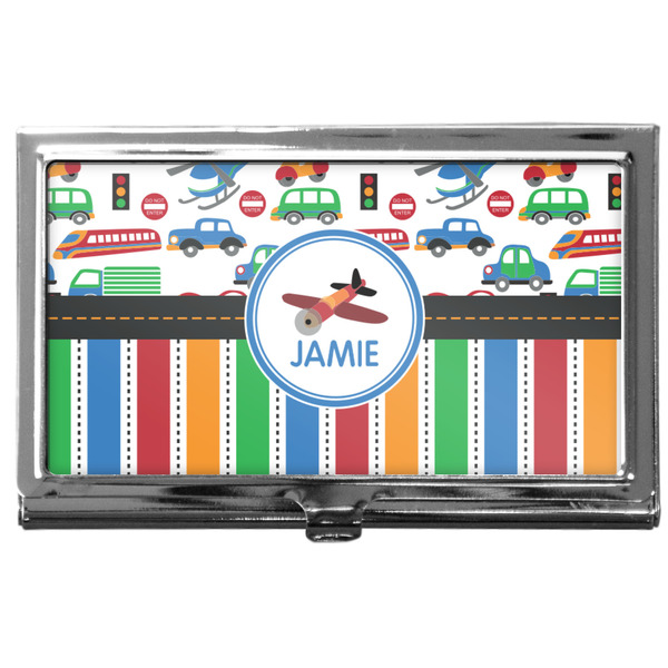 Custom Transportation & Stripes Business Card Case
